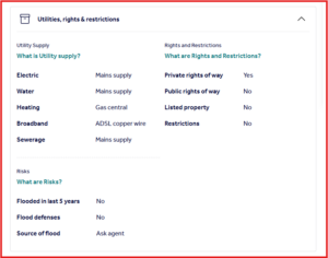 Rightmove displaying material information